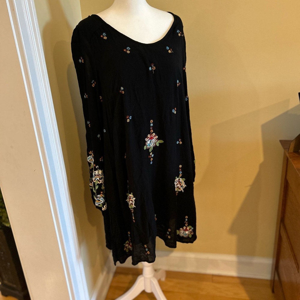 Free People Women’s Oxford Embroidered Black Lined Dress - Picture 6 of 11